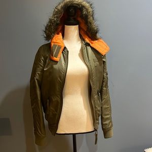 Top shop fur lined hooded jacket